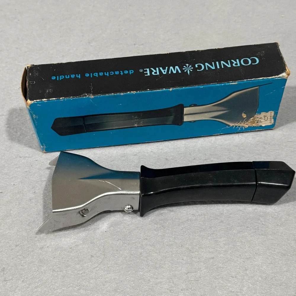 Corning Ware Detachable Handle Black Silver Vintage Lock-On P-10-HG